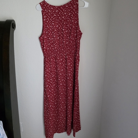 Red Floral Sleeveless Sun Dress Size M - Picture 5 of 6